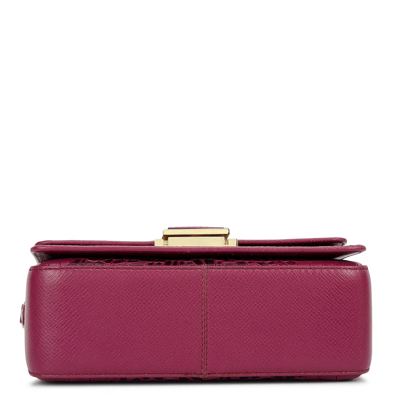 Da Milano Orchid Small Croco Leather Satchel - Orchid for Women | Best Price UAE